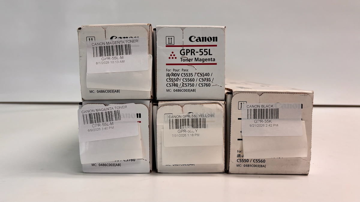5 Genuine Canon imageRunner Advance C5535i, C5540i MMMYK Toner GPR55L, GPR55K