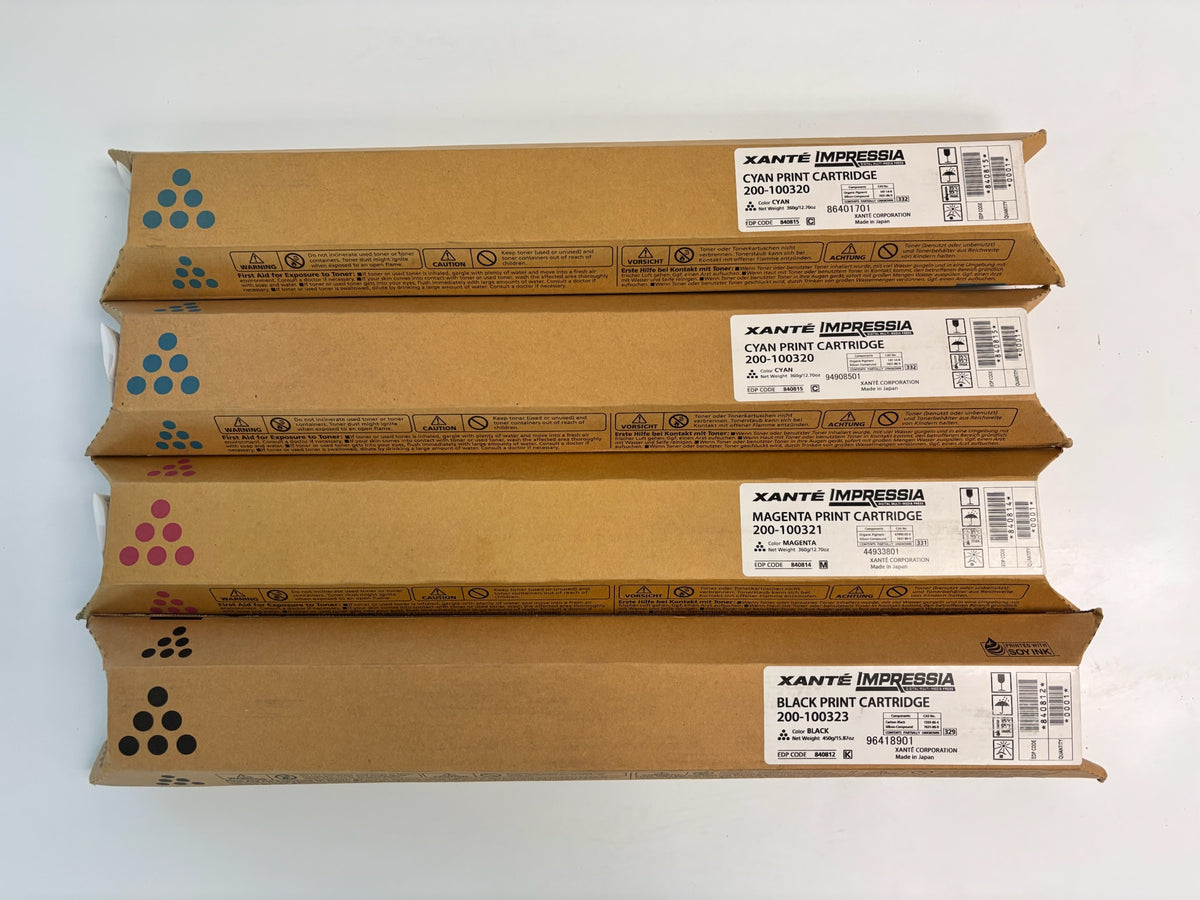 4 Genuine Xante Impressia Toners CCMK 200-100320,200-100321,200-100323