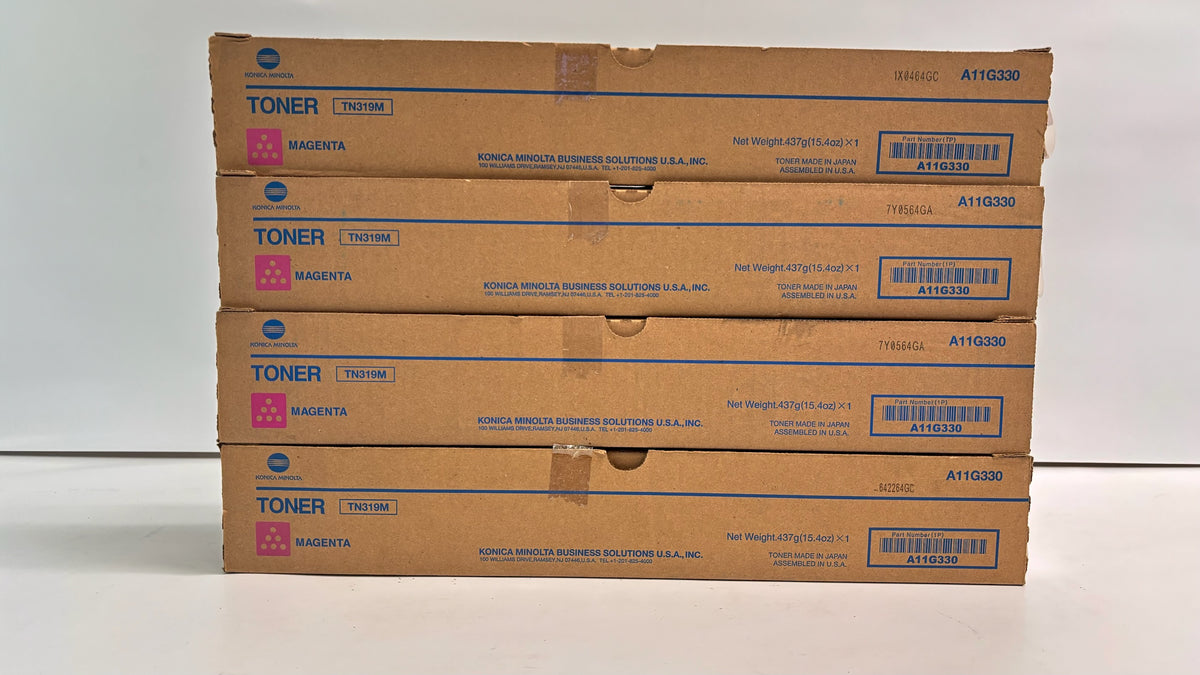 4 Genuine Konica Minolta BizHub C220, C280, C360 Magenta Toners TN319M / A11G330