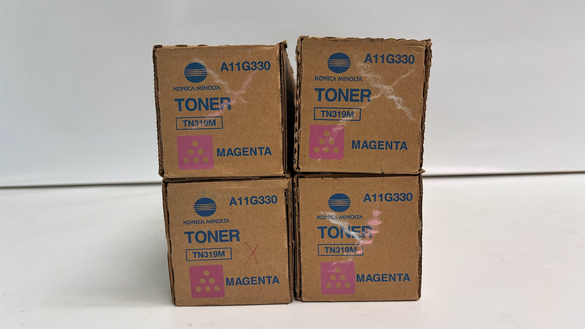 4 Genuine Konica Minolta BizHub C220, C280, C360 Magenta Toners TN319M / A11G330