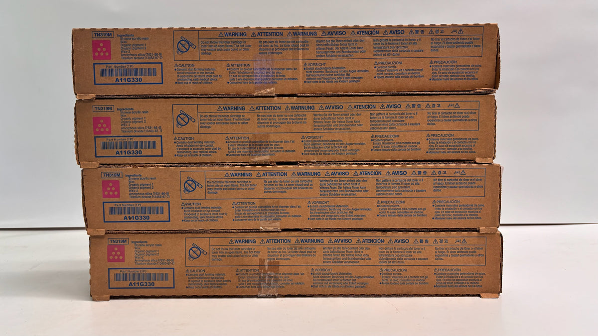 4 Genuine Konica Minolta BizHub C220, C280, C360 Magenta Toners TN319M / A11G330