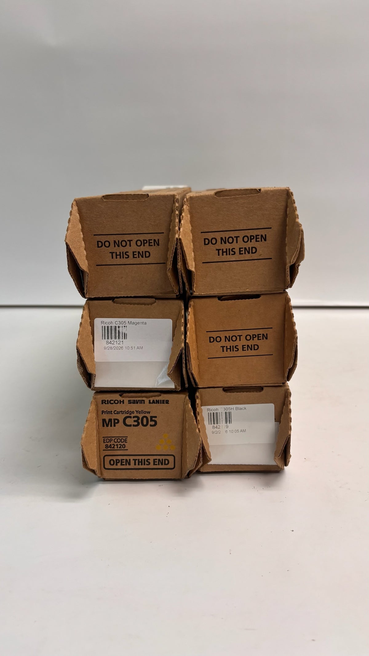 6 Genuine Ricoh MP C305, C305H CMYKKK Toners 842119, 842120, 842121, 842122