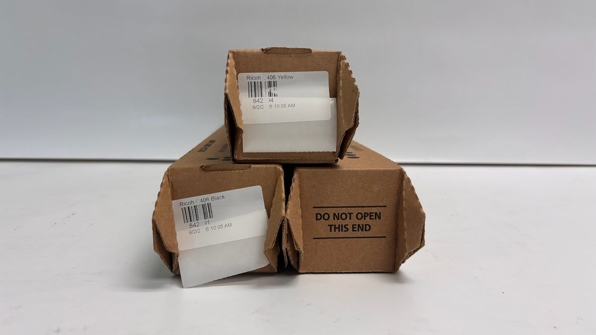 3 Genuine Ricoh MPC306, MPC307 Yellow & Black Toners 842091, 842094
