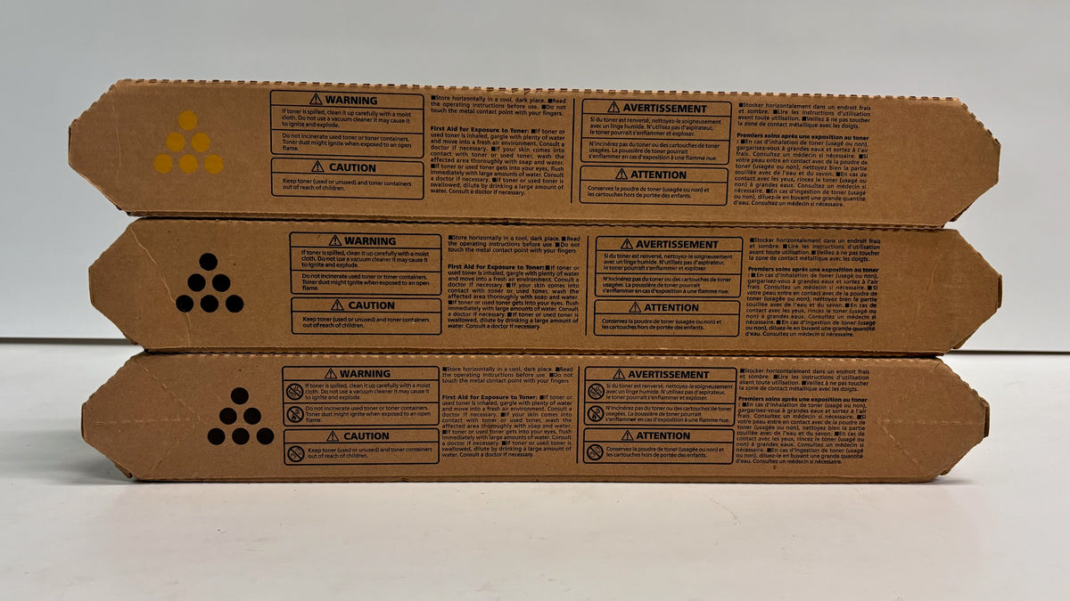 3 Genuine Ricoh MPC306, MPC307 Yellow & Black Toners 842091, 842094