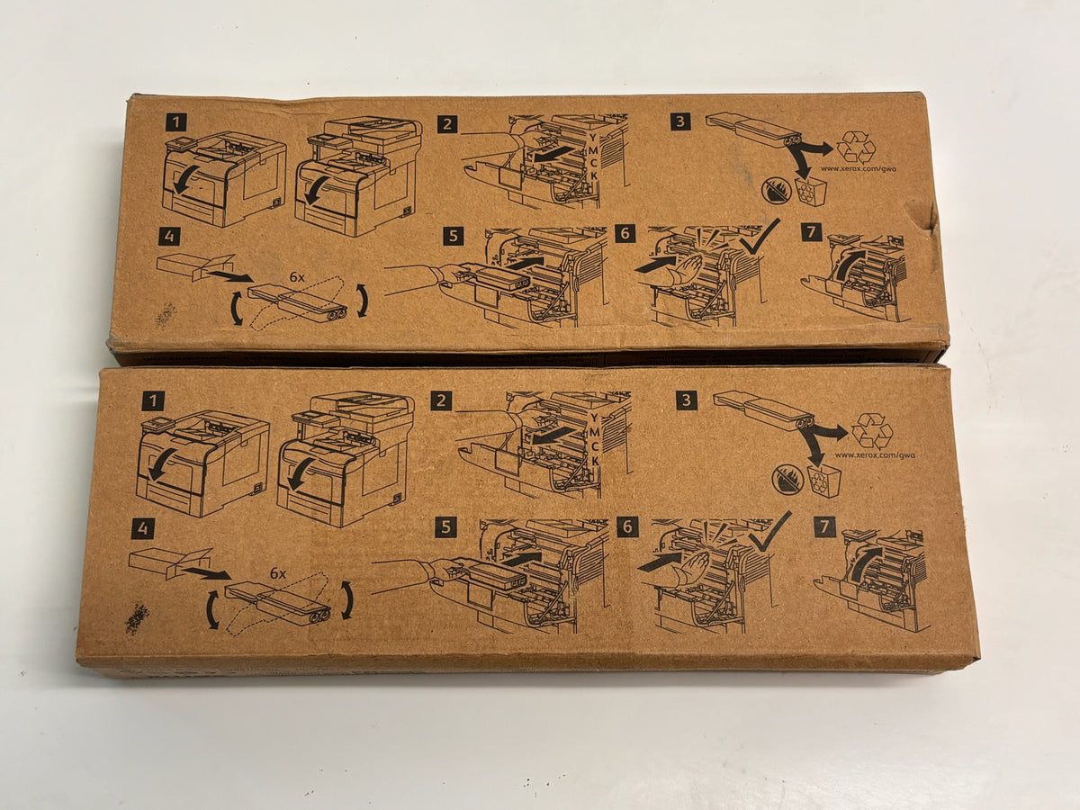 2 Genuine Xerox C400, C405 Yellow & Black Standard Yield Toners 106R03500, 106R03501