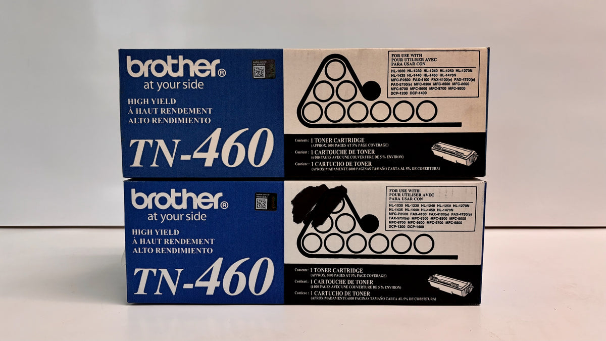 2 Genuine Brother DCP-1200,DCP-1400,HL-1230,HL-1240 Black Toners TN-460, TN460
