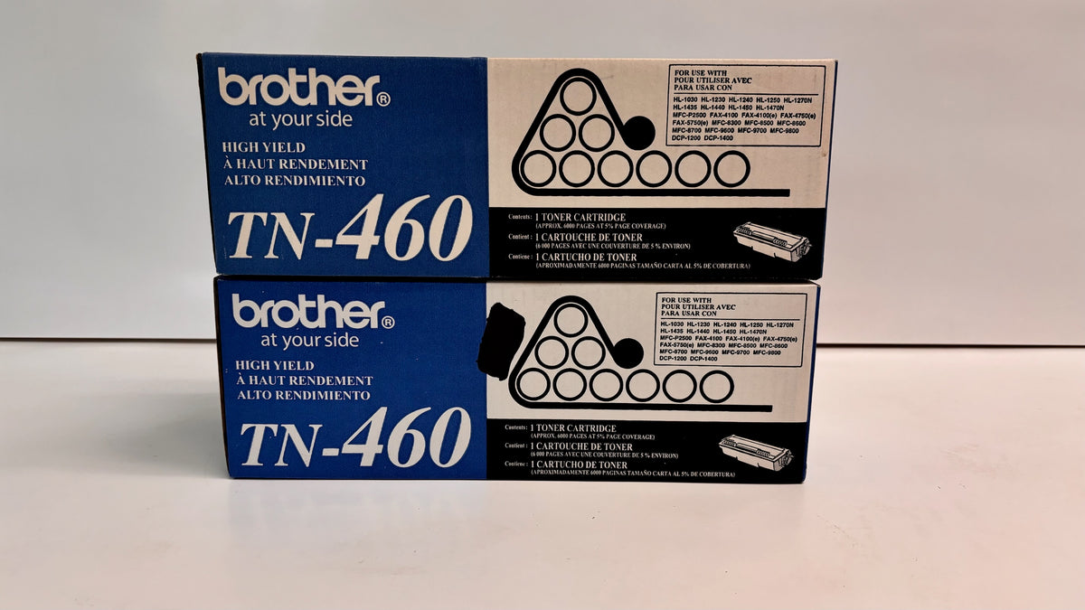2 Genuine Brother DCP-1200,DCP-1400,HL-1230,HL-1240 Black Toners TN-460, TN460