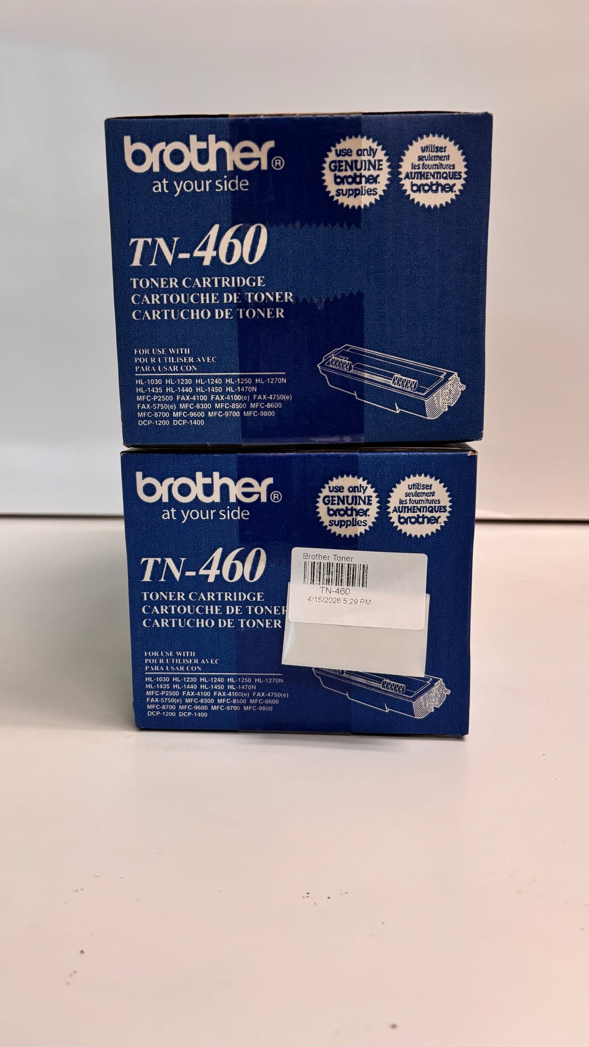 2 Genuine Brother DCP-1200,DCP-1400,HL-1230,HL-1240 Black Toners TN-460, TN460