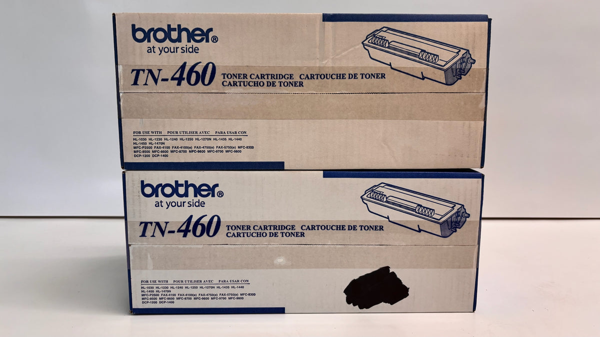 2 Genuine Brother DCP-1200,DCP-1400,HL-1230,HL-1240 Black Toners TN-460, TN460