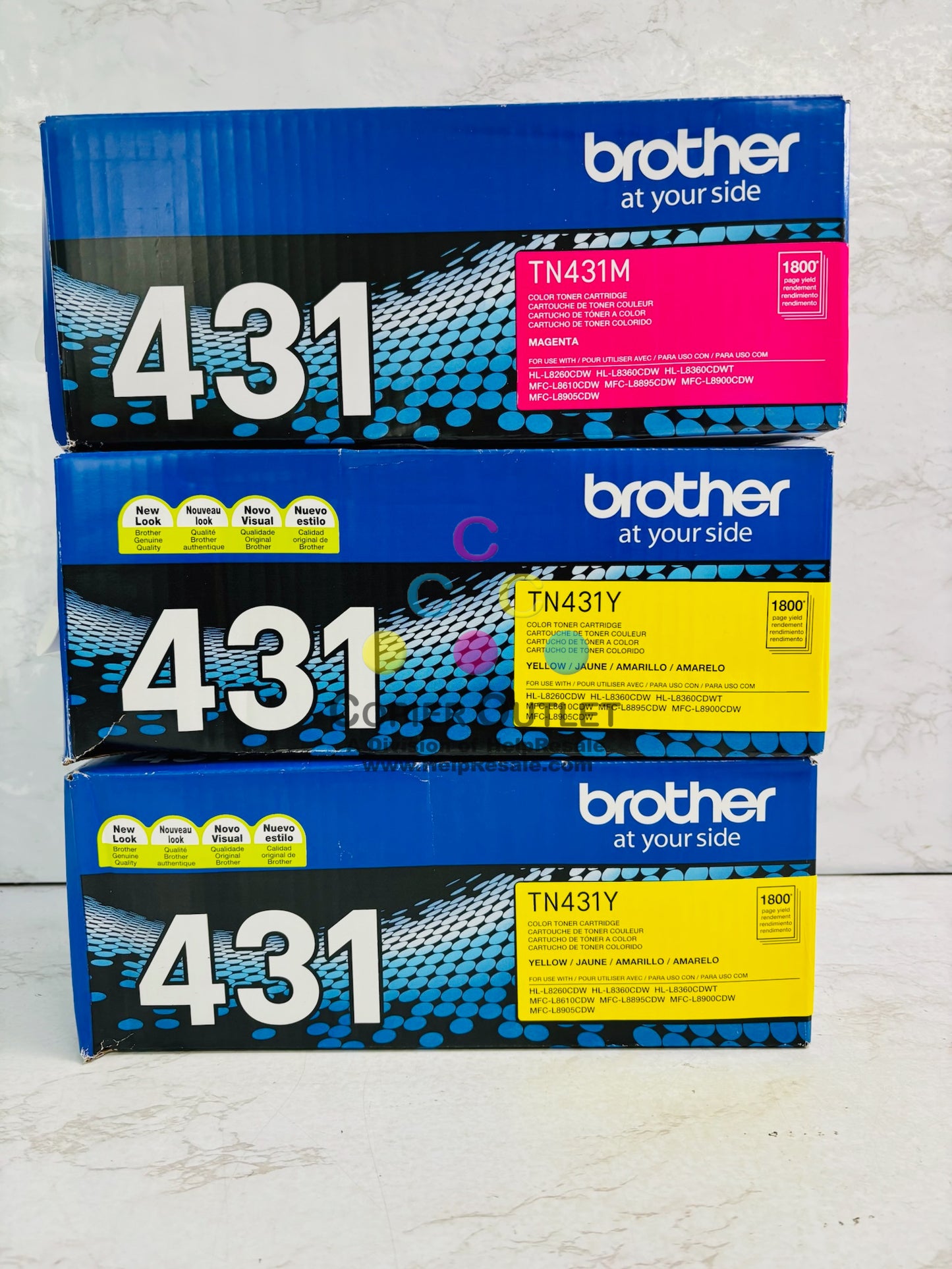 3 Genuine Brother L-L8260CDW, HL-L8360CDW Magenta & Yellow Color Toner TN431 MYY