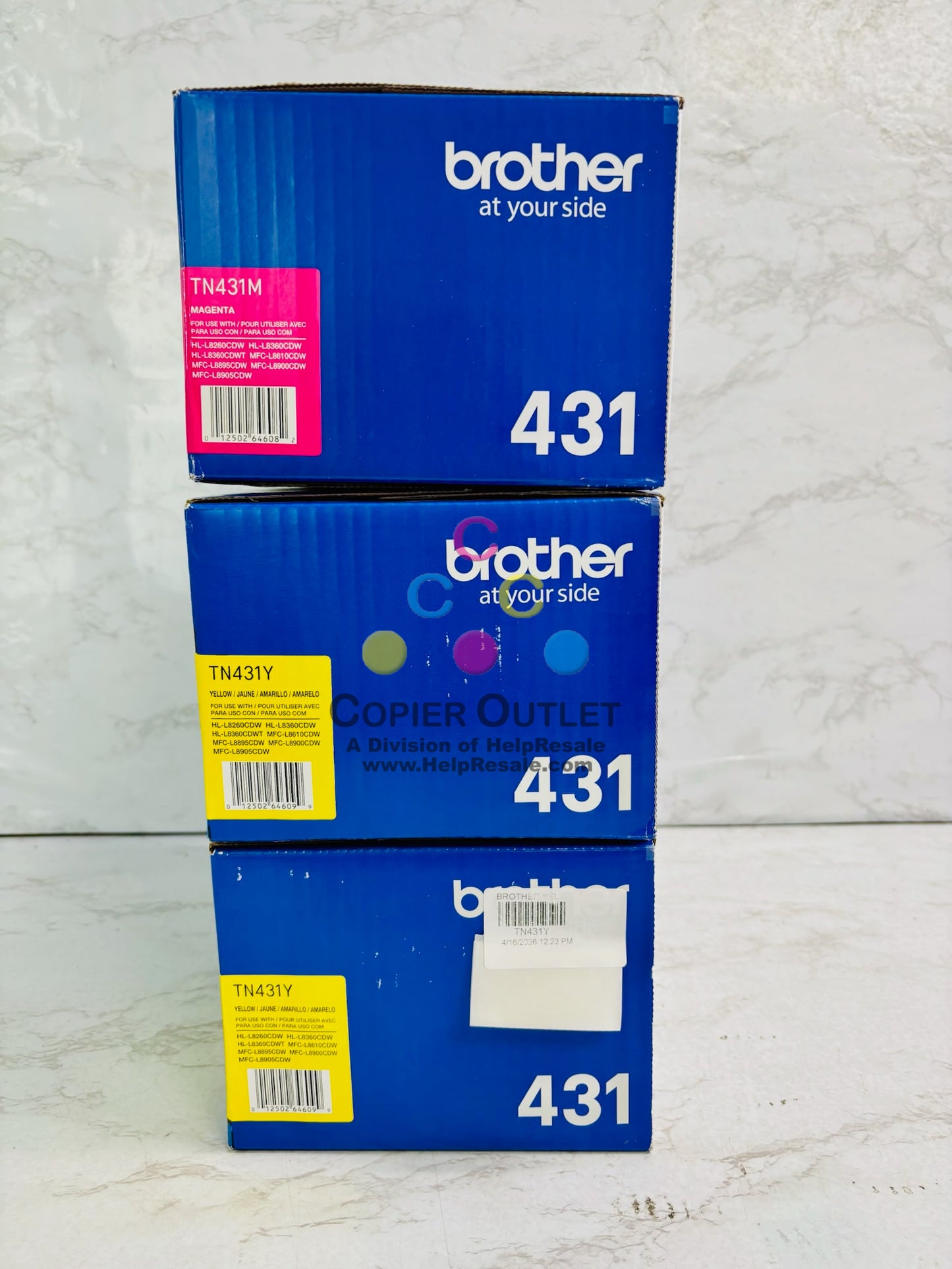 3 Genuine Brother L-L8260CDW, HL-L8360CDW Magenta & Yellow Color Toner TN431 MYY
