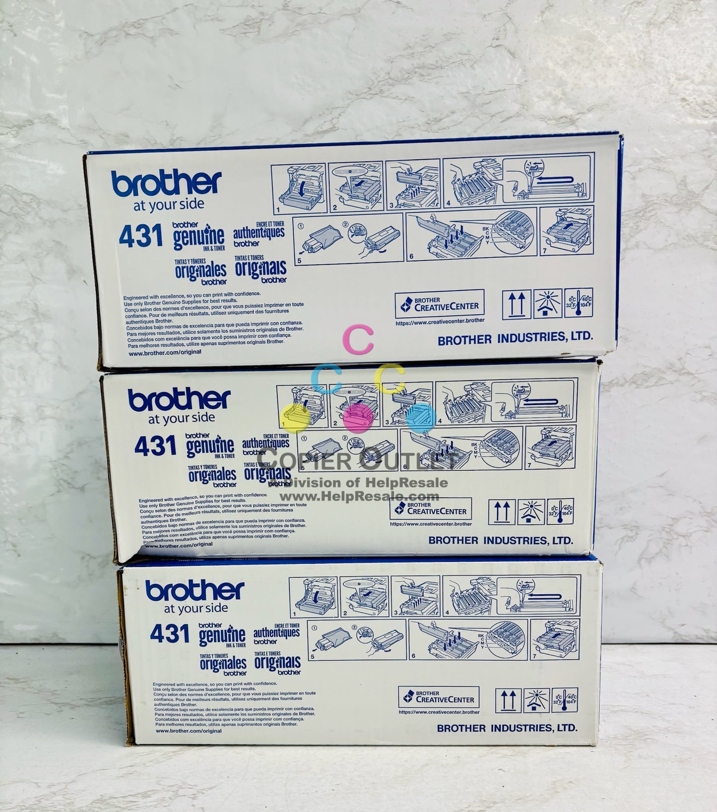 3 Genuine Brother L-L8260CDW, HL-L8360CDW Magenta & Yellow Color Toner TN431 MYY