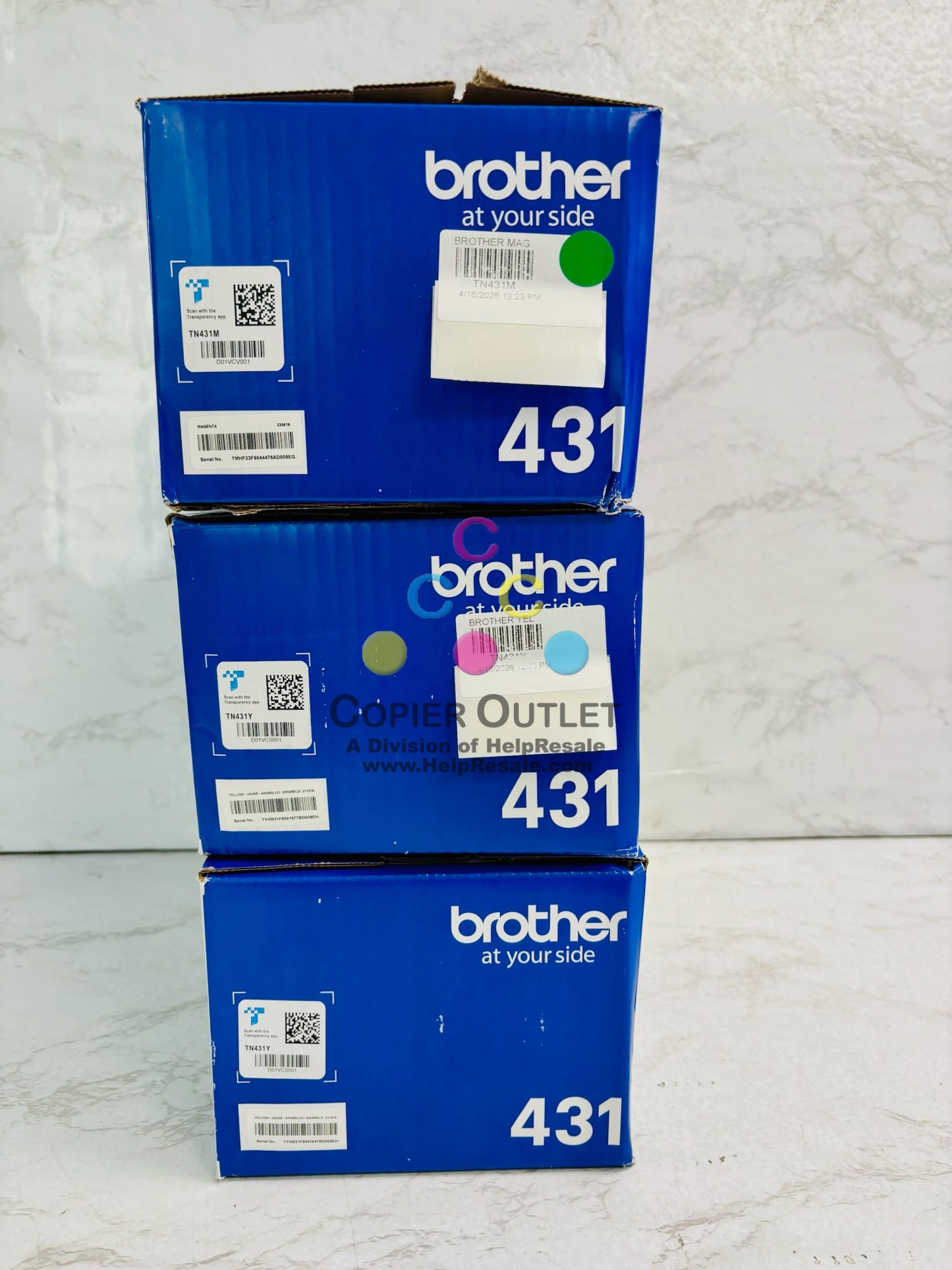 3 Genuine Brother L-L8260CDW, HL-L8360CDW Magenta & Yellow Color Toner TN431 MYY