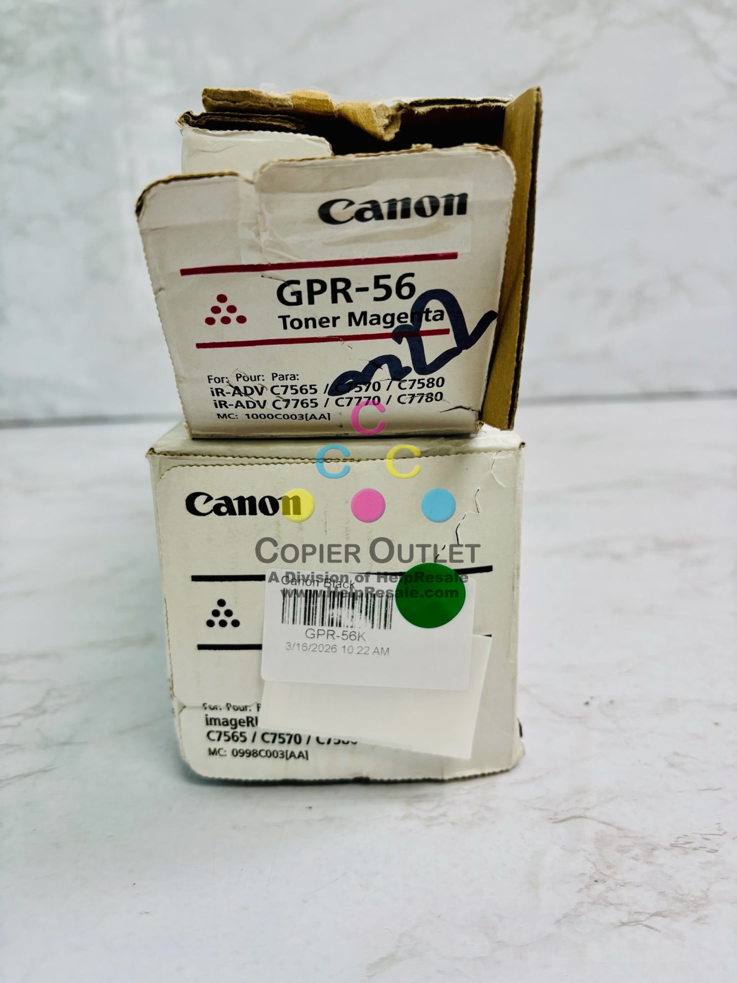 2 Open Genuine Canon iR Adv C7565,C7570 Magenta & Black Toner GPR-56, GPR56