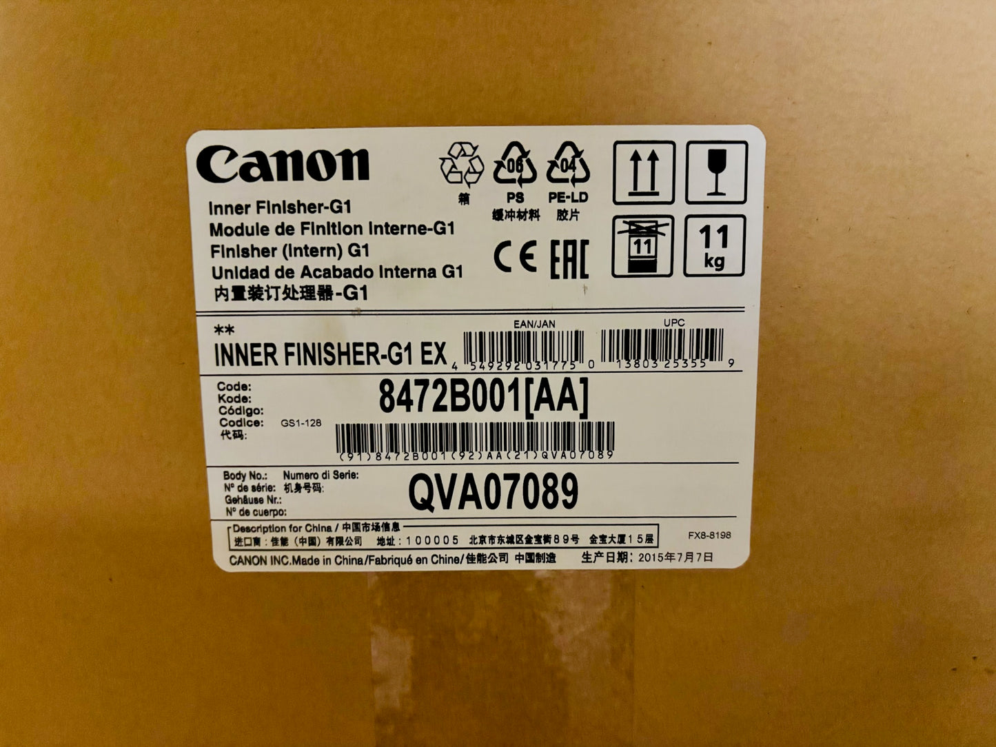 Genuine Canon 8472B001[AA] Inner Finisher G-1-E034-242, Local Pick UP