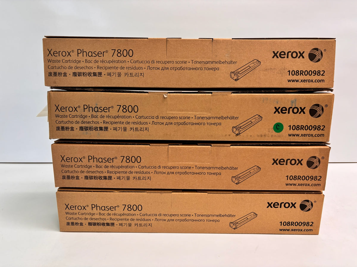 4 Genuine Xerox Phaser 7800DX Waste Toner Cartridges 108R00982