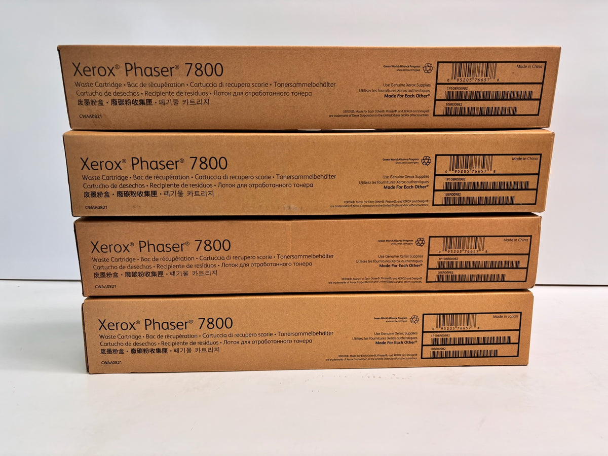 4 Genuine Xerox Phaser 7800DX Waste Toner Cartridges 108R00982