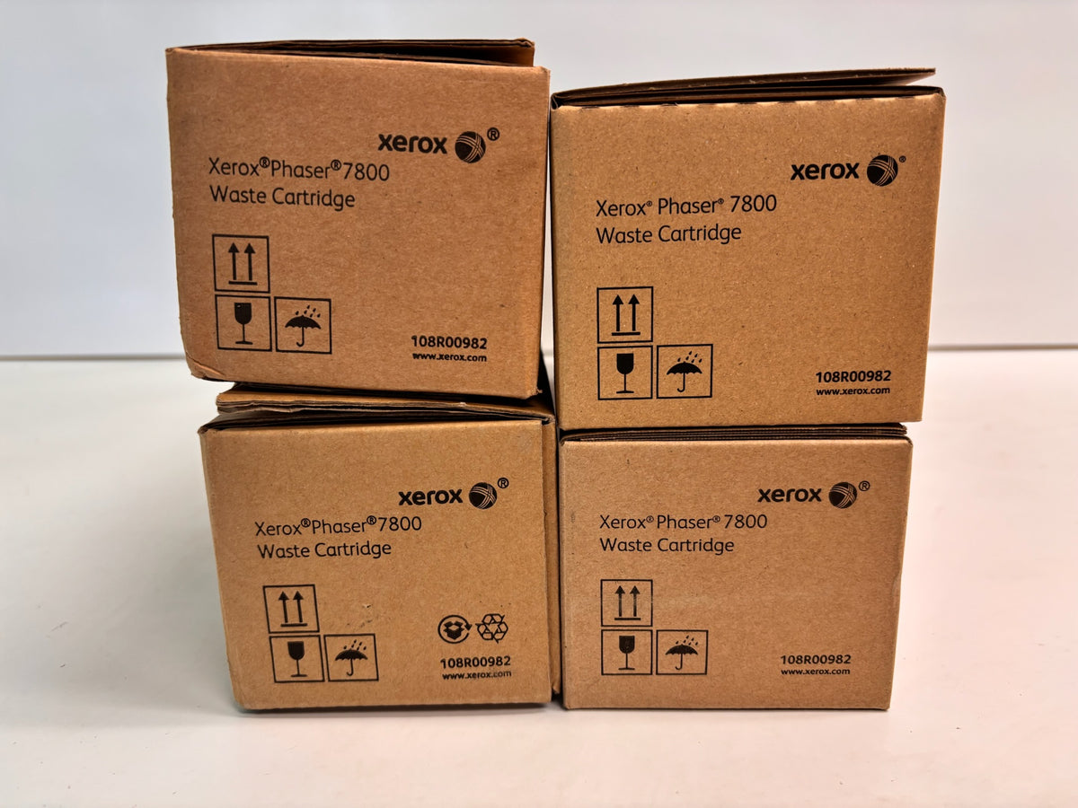 4 Genuine Xerox Phaser 7800DX Waste Toner Cartridges 108R00982
