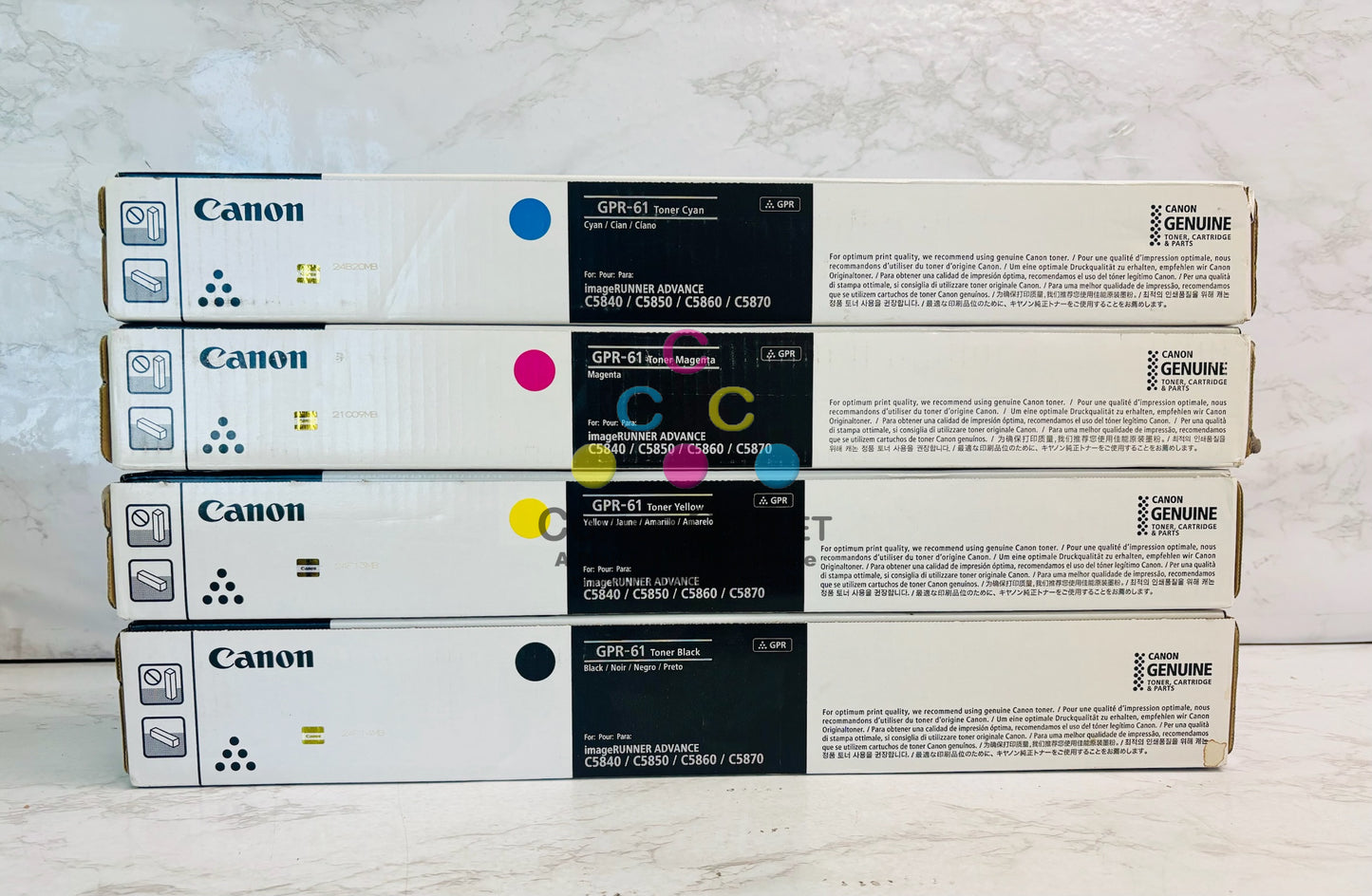 4 Genuine Canon iR C5840,C5850 Cyan, Magenta, Yellow & Black High Yield Toner GPR-61