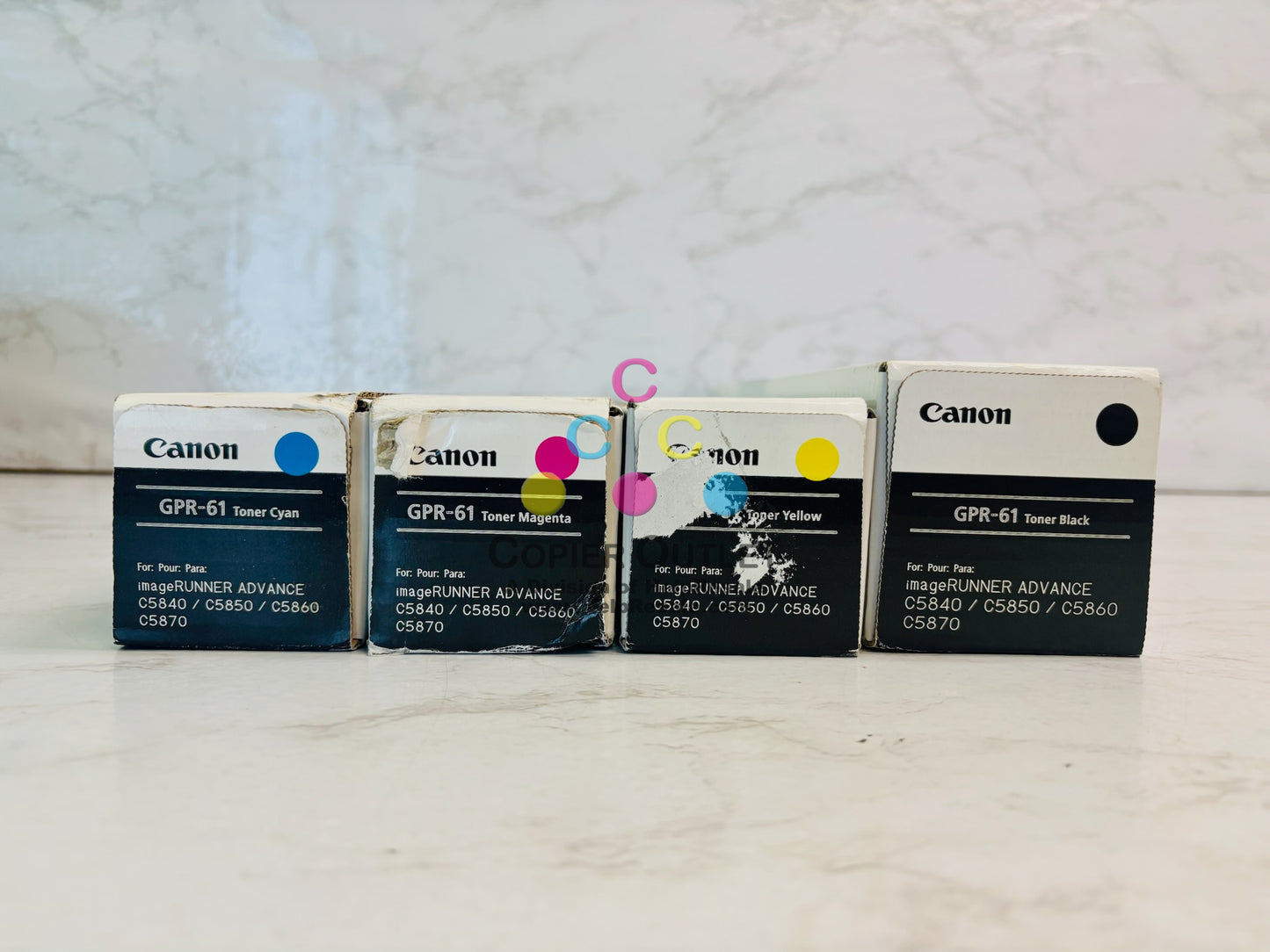 4 Genuine Canon iR C5840,C5850 Cyan, Magenta, Yellow & Black High Yield Toner GPR-61