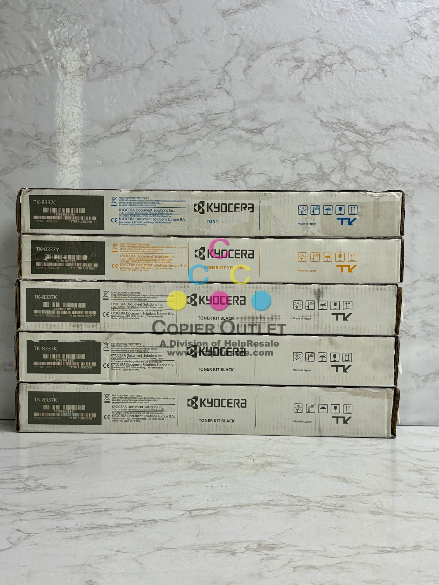 5 Genuine Kyocera TASKalfa 3252ci, 3253ci,CS3252ci, CYKKK Toners TK-8337(No Mag)
