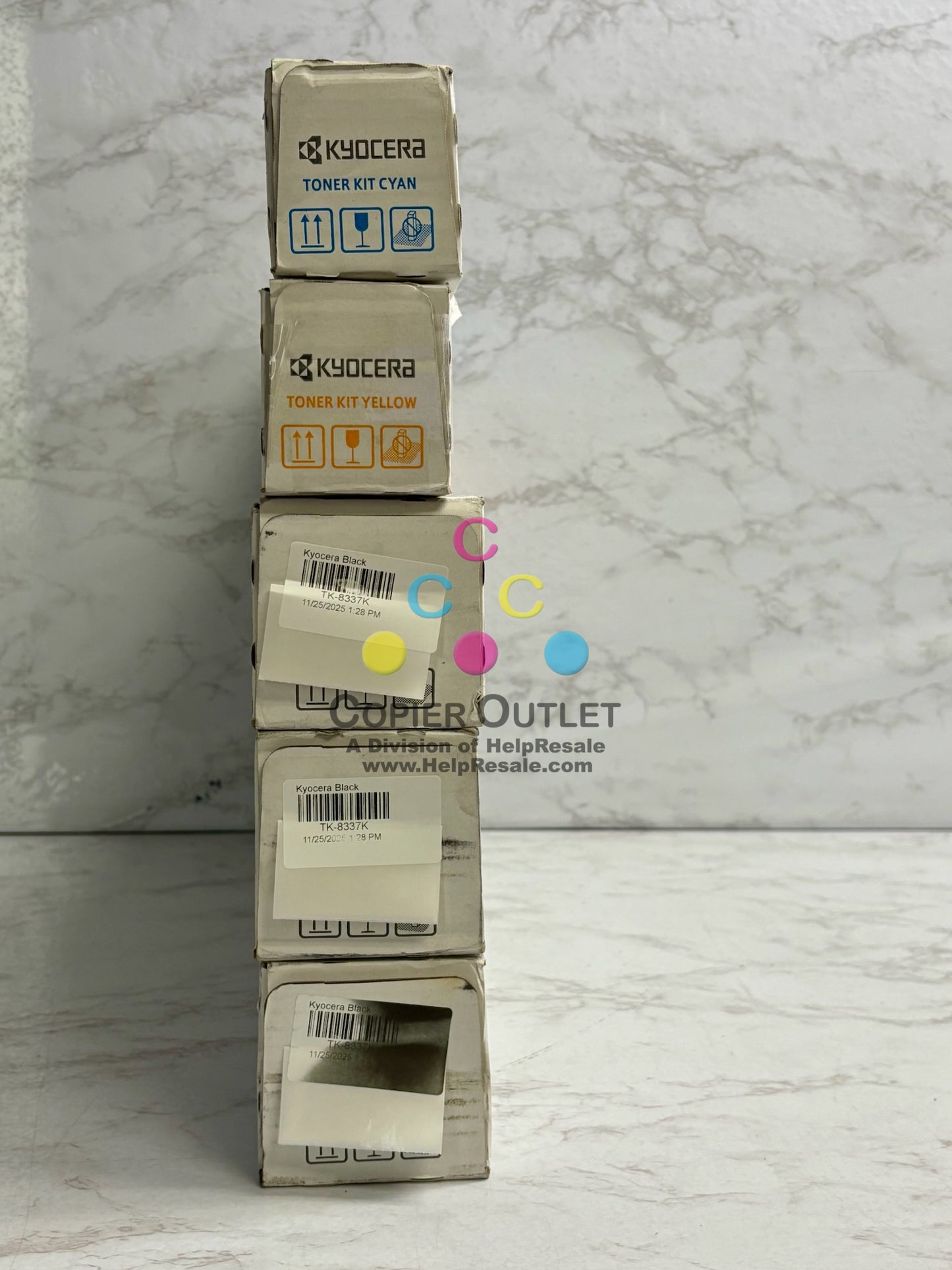 5 Genuine Kyocera TASKalfa 3252ci, 3253ci,CS3252ci, CYKKK Toners TK-8337(No Mag)