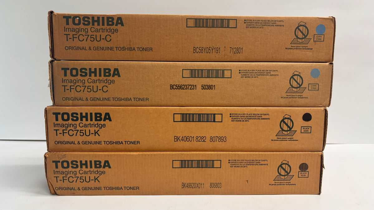 4 Open OEM Toshiba e-STUDIO 5560C,6560C,6570C CCKK Toners T-FC75U (W/Tabs)