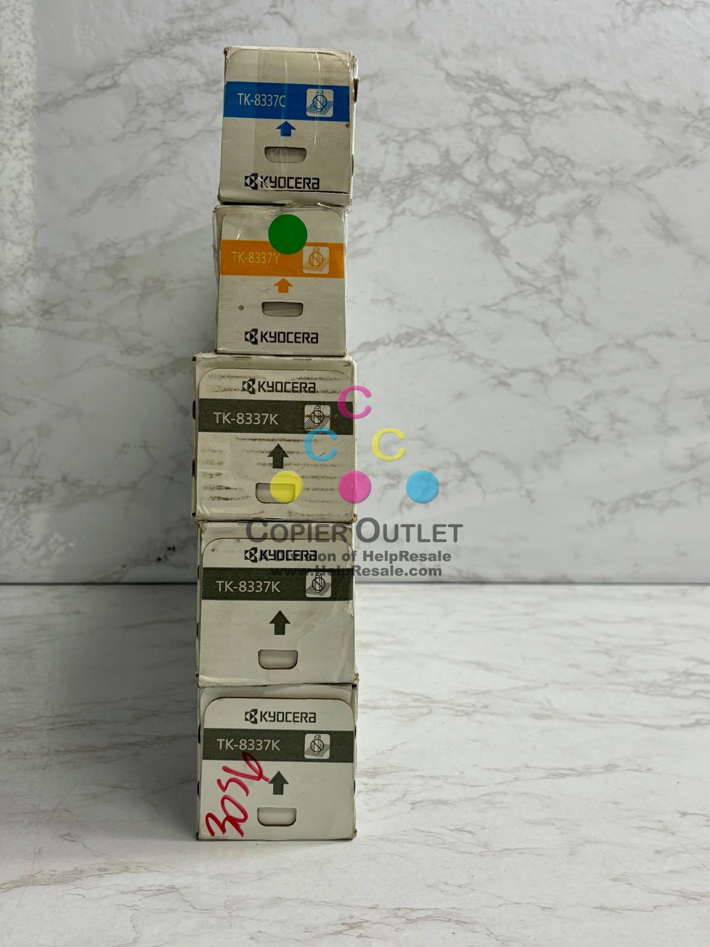 5 Genuine Kyocera TASKalfa 3252ci, 3253ci,CS3252ci, CYKKK Toners TK-8337(No Mag)