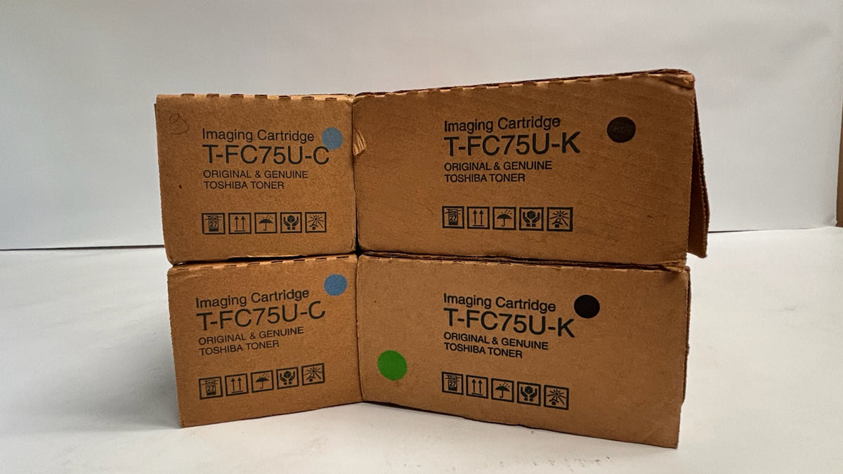 4 Open OEM Toshiba e-STUDIO 5560C,6560C,6570C CCKK Toners T-FC75U (W/Tabs)