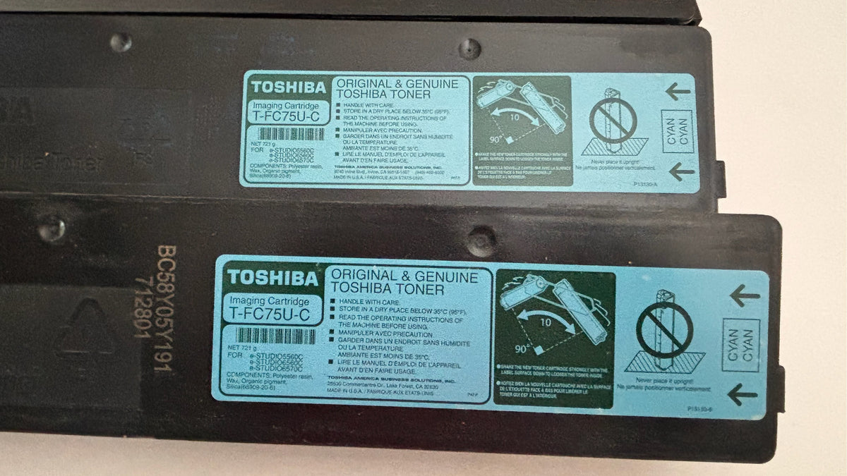 4 Open OEM Toshiba e-STUDIO 5560C,6560C,6570C CCKK Toners T-FC75U (W/Tabs)