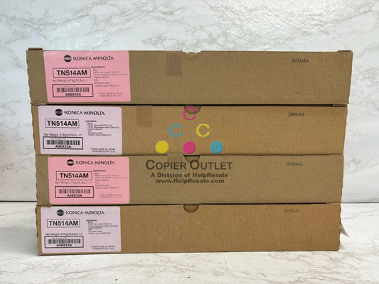 4 New OEM Konica C458,C558,C658 Magenta Toners TN514AM, A9E833A (TN514M)