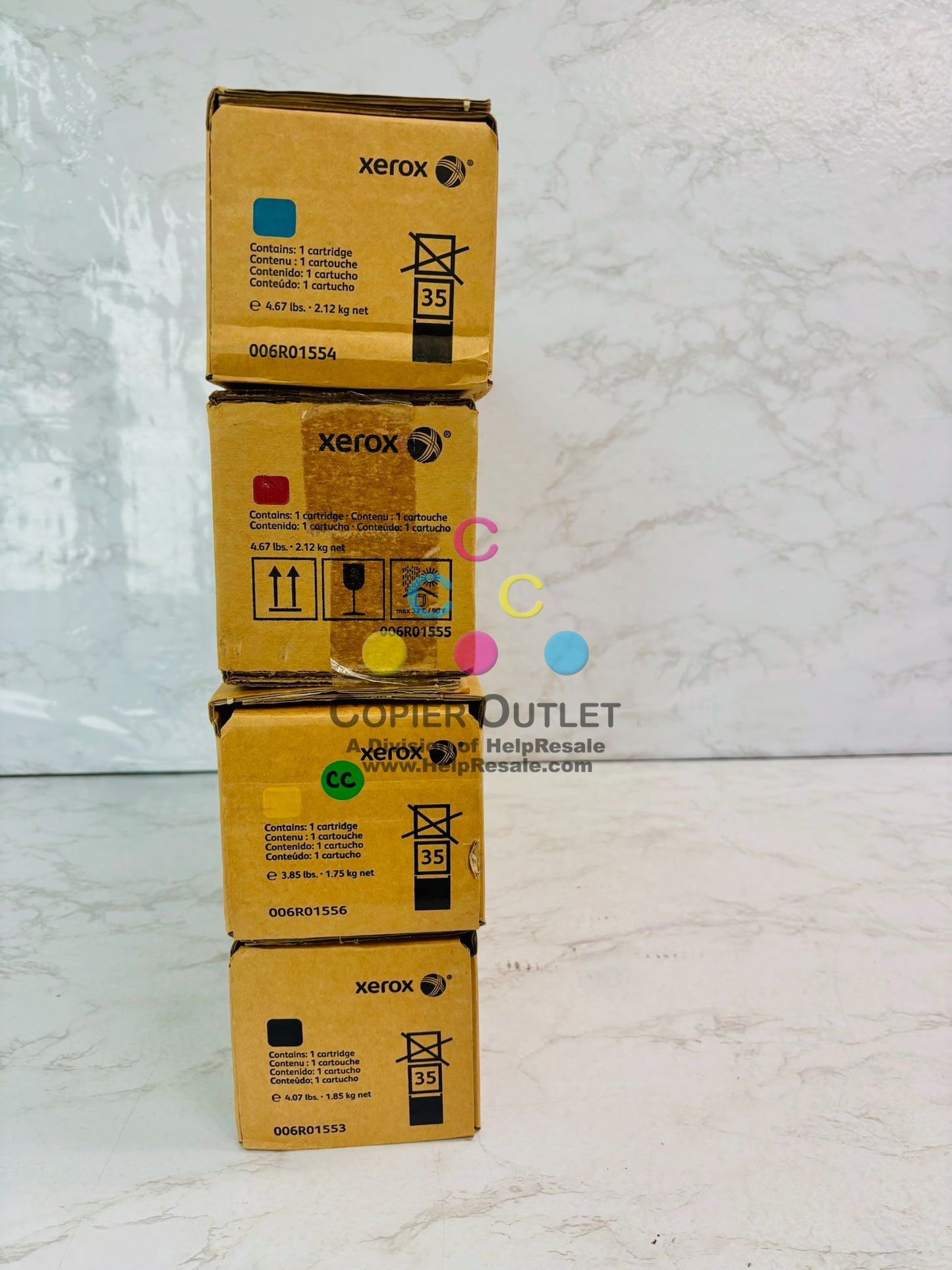 4 Open OEM Xerox DocuColor 7002 Cyan,Mag.,Yellow & Blk Toner 006R01553,54,55,56