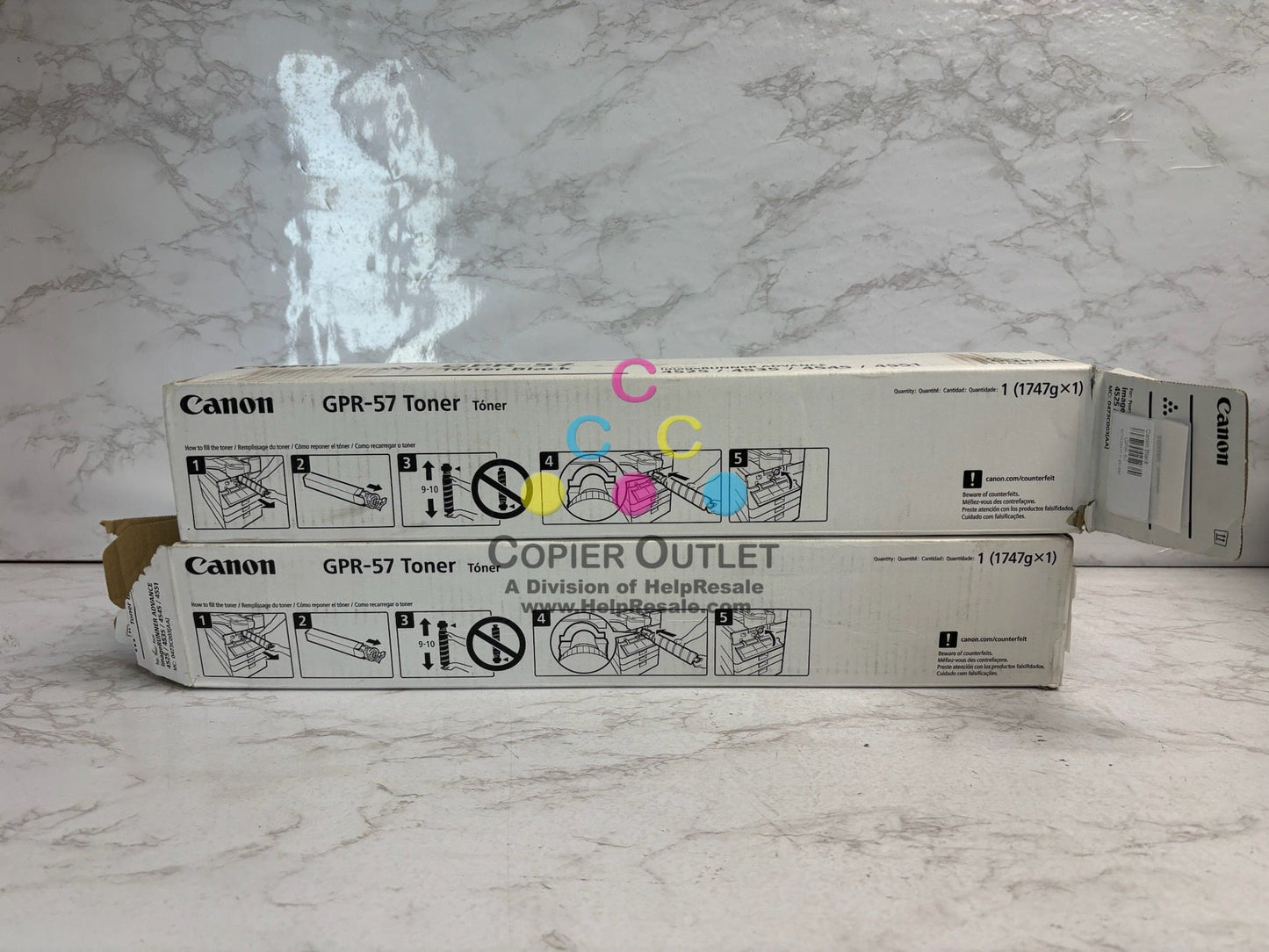 2 Open Box/No Seal Bag OEM Canon IR 4525i III,4535i Black Toners GPR-57K