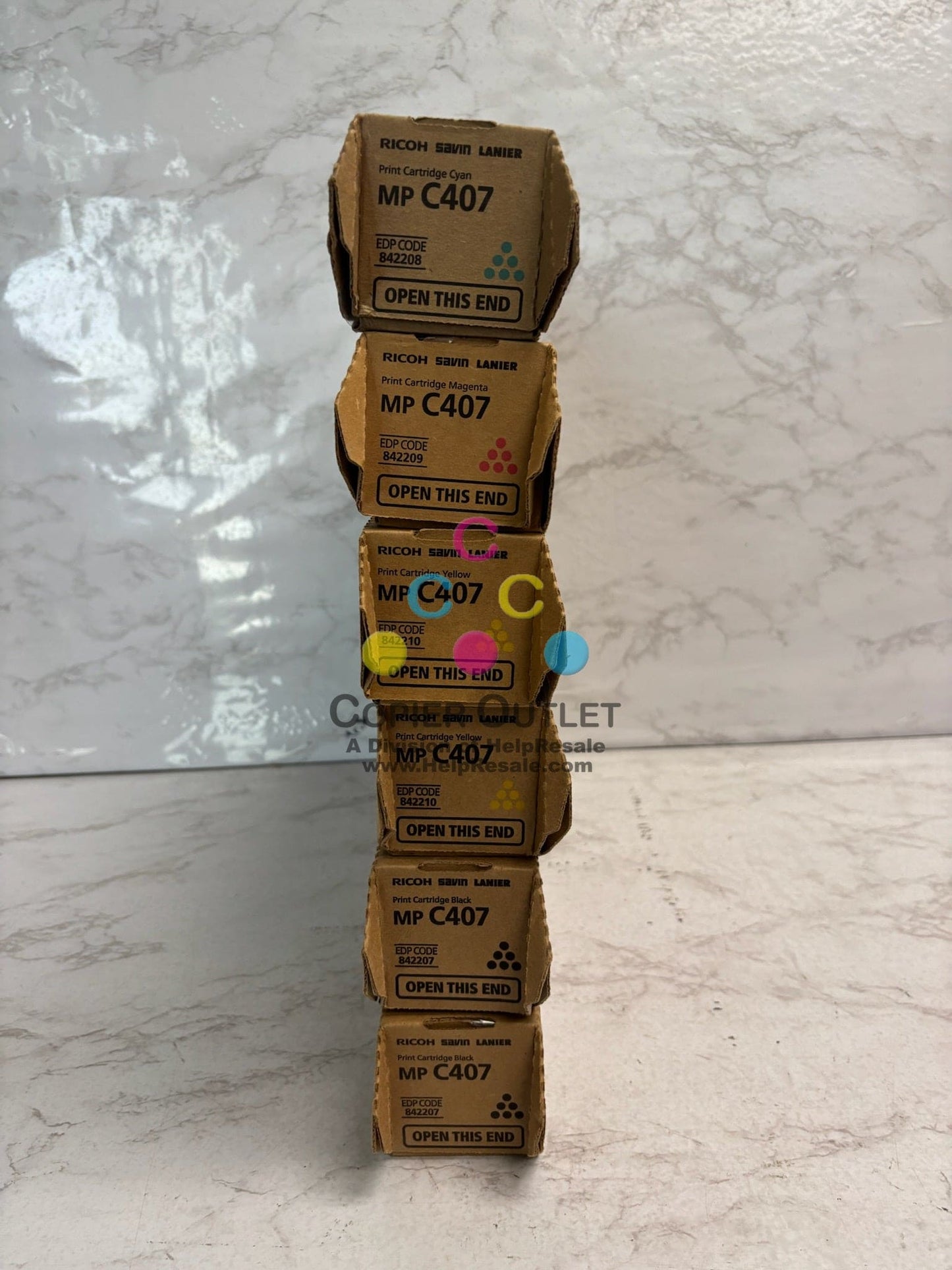 6 Genuine Ricoh MP C407 CMYYKK Toners 842207,842208,842209,842210