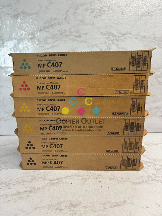 6 Genuine Ricoh MP C407 CMYYKK Toners 842207,842208,842209,842210