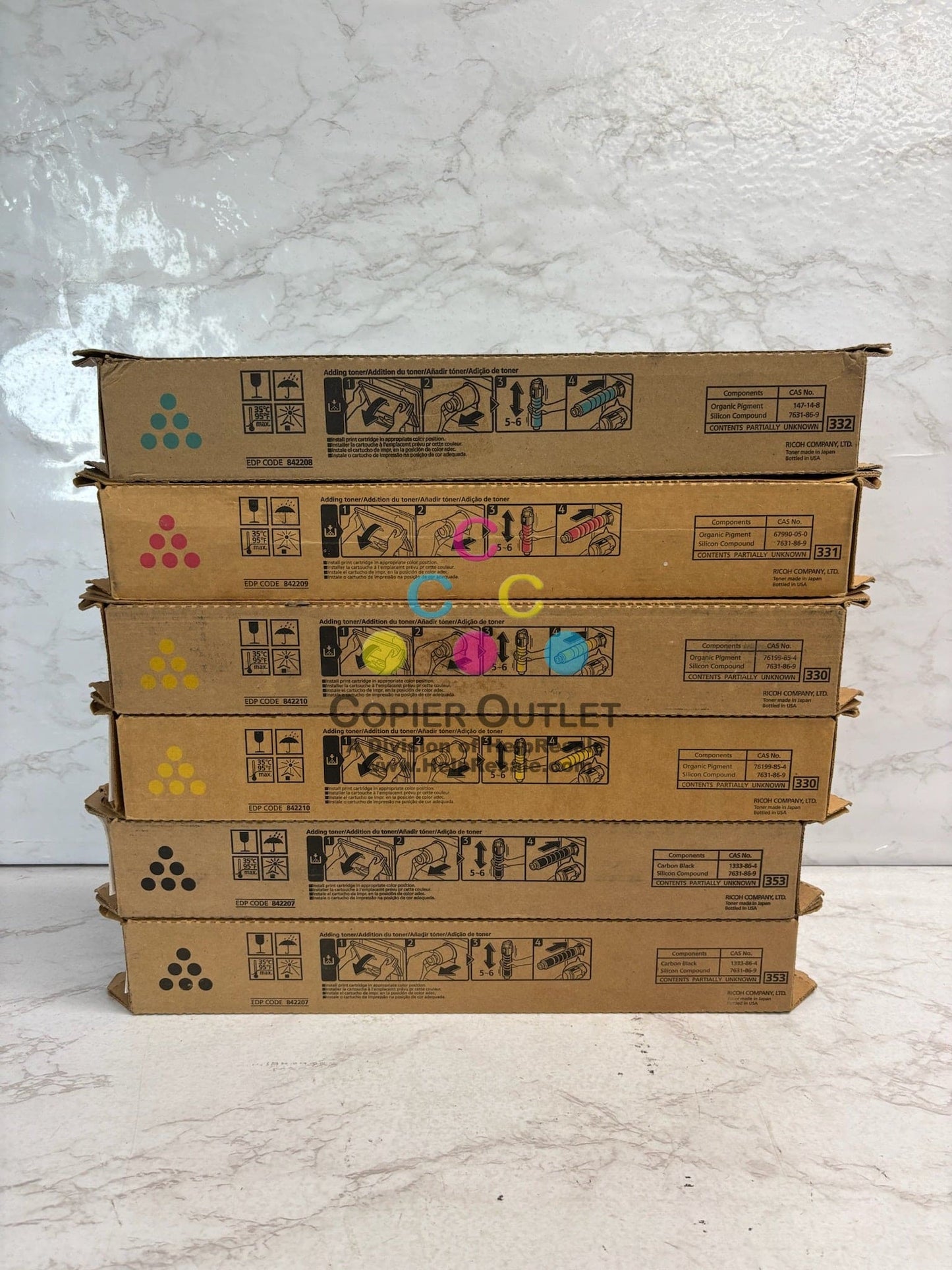 6 Genuine Ricoh MP C407 CMYYKK Toners 842207,842208,842209,842210