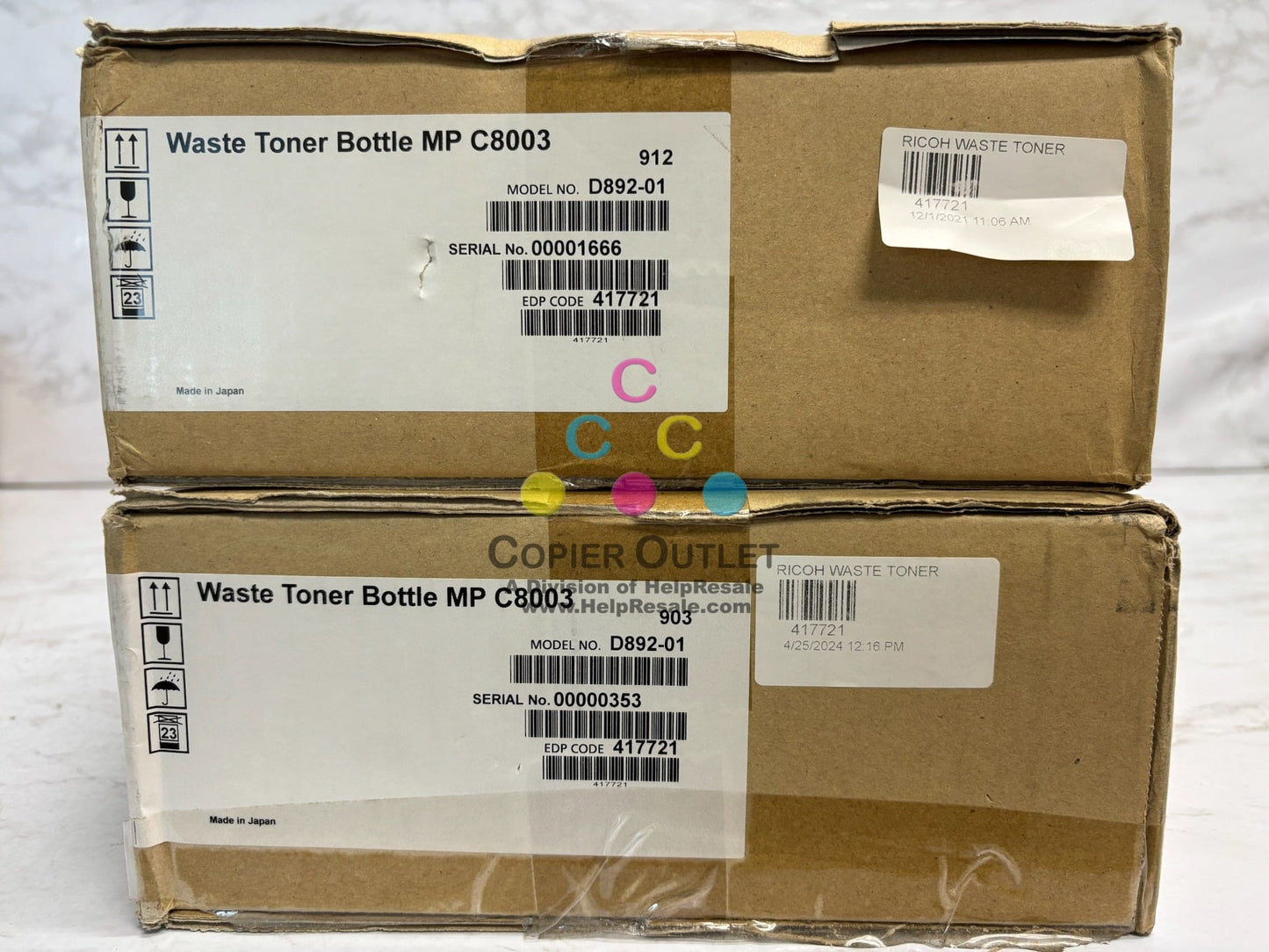 2 New Genuine Ricoh MP C8003 Waste Toner Containers 417721, D892-01 Same day Ship