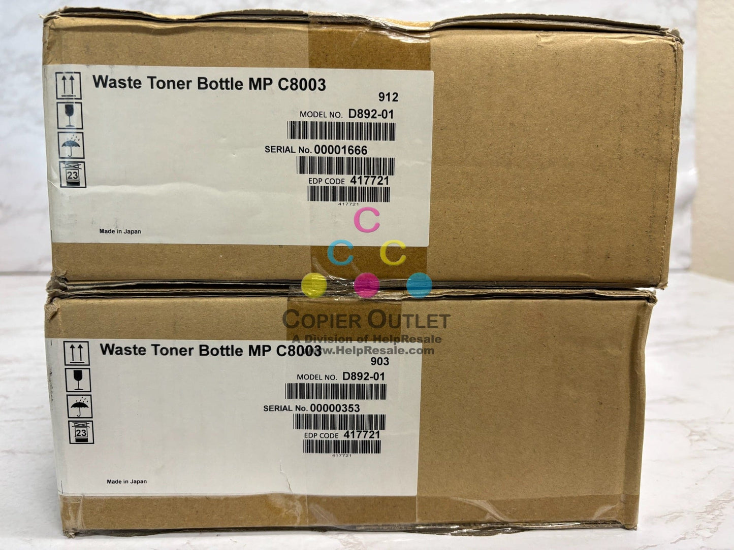 2 New Genuine Ricoh MP C8003 Waste Toner Containers 417721, D892-01 Same day Ship