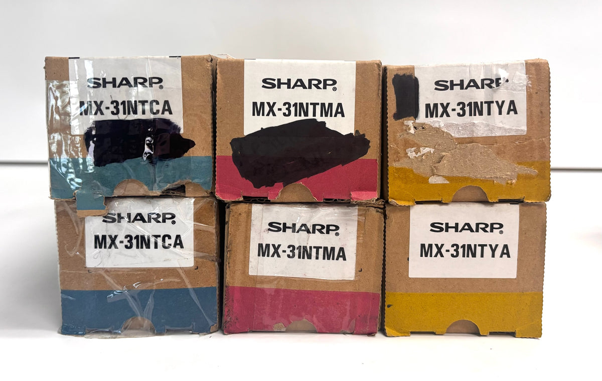 6 Genuine Sharp MX-2600N, MX-5001N Cyan, Magenta & Yellow Toners MX-31NT CCMMYY