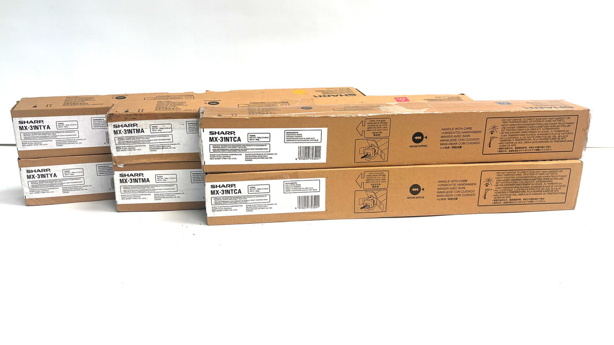 6 Genuine Sharp MX-2600N, MX-5001N Cyan, Magenta & Yellow Toners MX-31NT CCMMYY