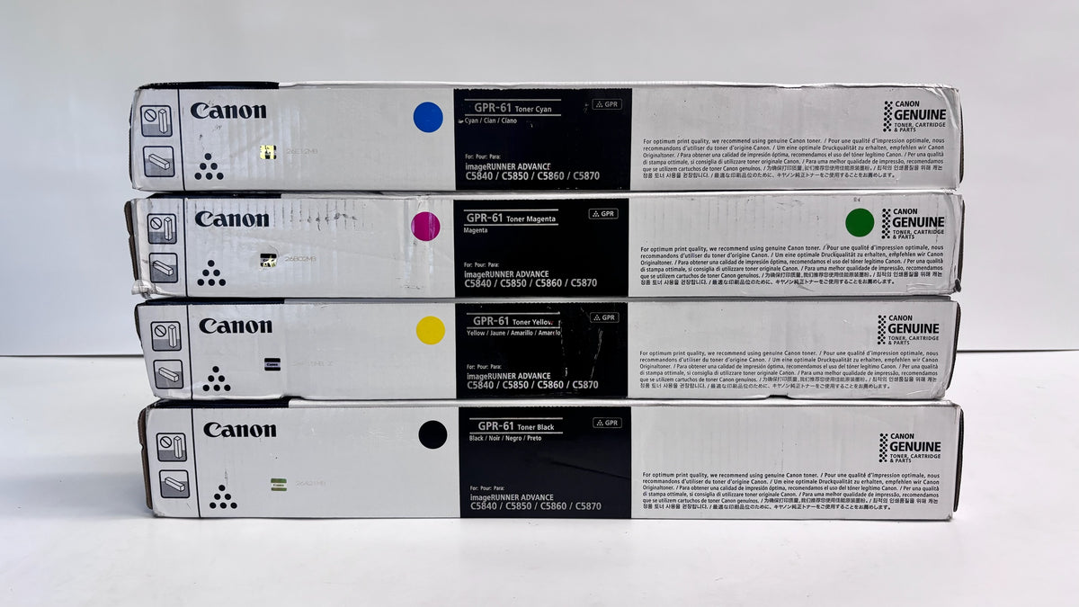 4 New Genuine Canon iRunner C5840i, C5870i GPR-61 High Yield Toners GPR61 CMYK (Bad Boxes)