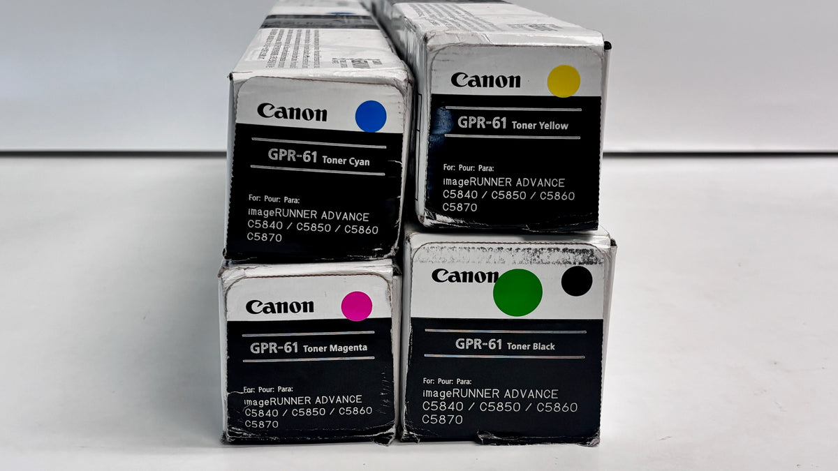 4 New Genuine Canon iRunner C5840i, C5870i GPR-61 High Yield Toners GPR61 CMYK (Bad Boxes)