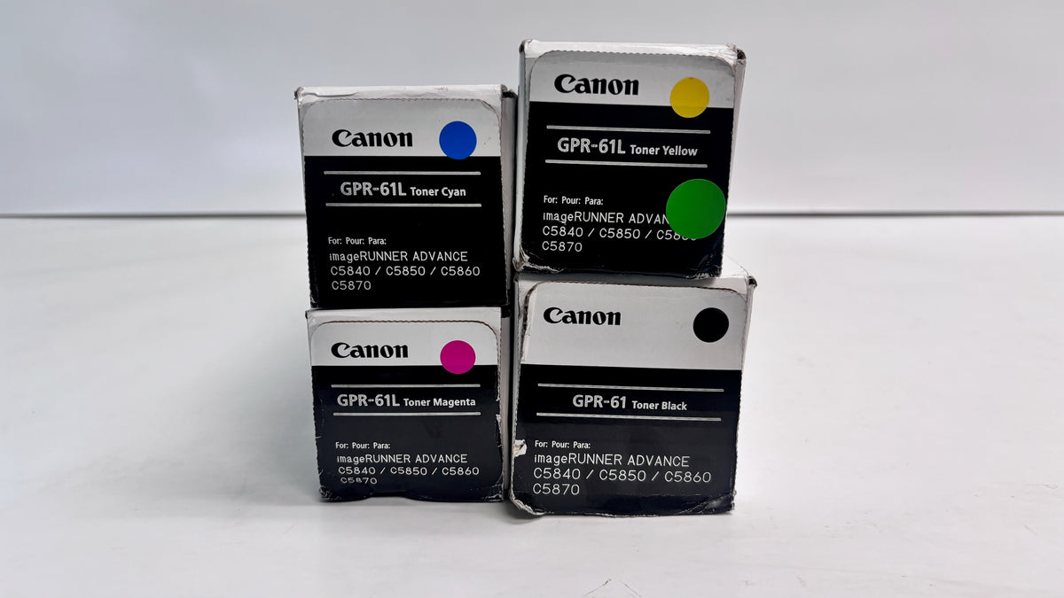 4 Genuine Canon iRAC5840,C5860,C5870 CMYK Toners GPR-61L CMY & GPR-61K (Bad Boxes)