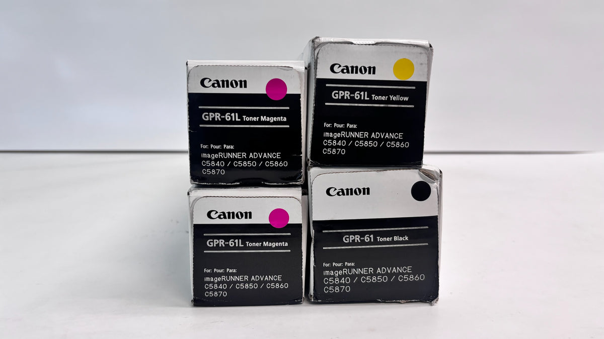 4 Genuine Canon iRA C5860, C5870 Mag, Yellow & Black Toners  GPR-61L MMY & GPR-61K (Bad Boxes)