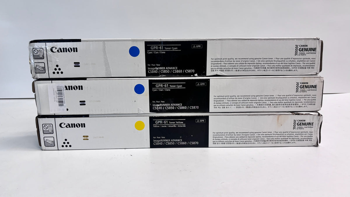 Open 3 Genuine Canon iRAC5840, C5870 Cyan & Yellow Toners GPR61, GPR-61CCY