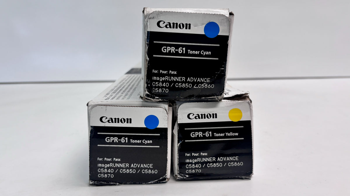Open 3 Genuine Canon iRAC5840, C5870 Cyan & Yellow Toners GPR61, GPR-61CCY