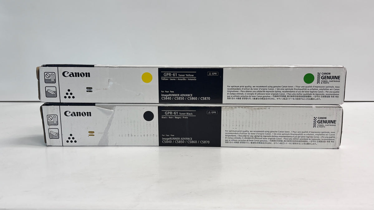 2 Genuine Canon iRC5840, C5870 Yellow and Black Toners GPR61, GPR-61Y, GPR-61K