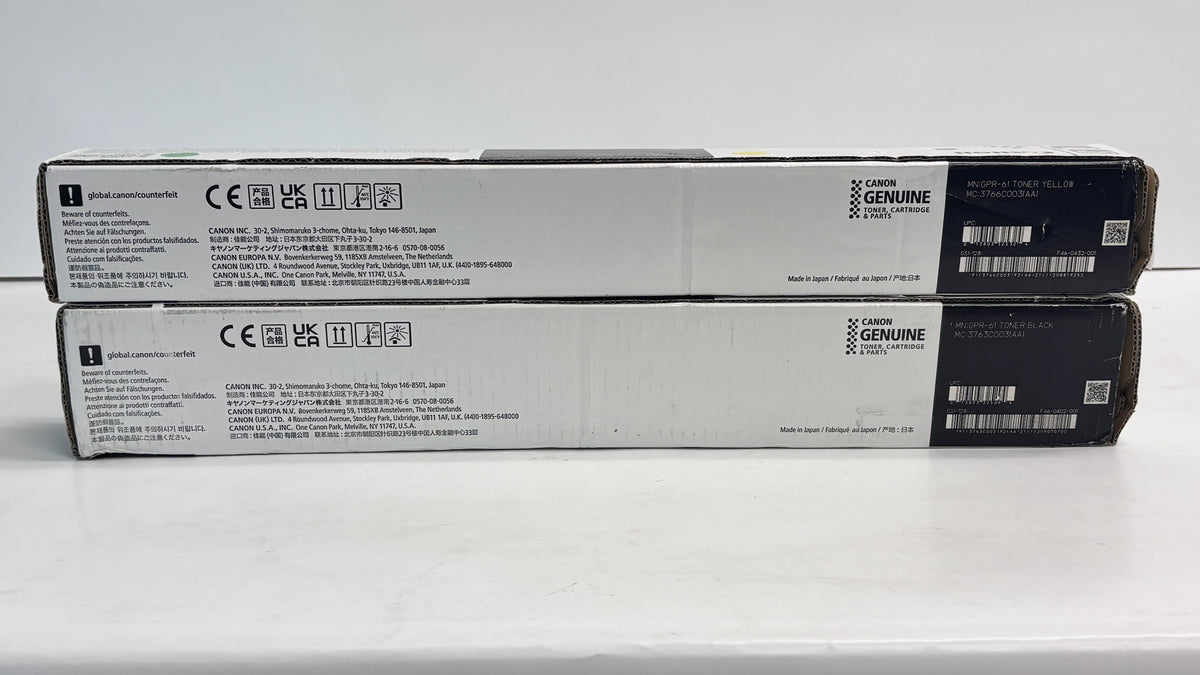 2 Genuine Canon iRC5840, C5870 Yellow and Black Toners GPR61, GPR-61Y, GPR-61K