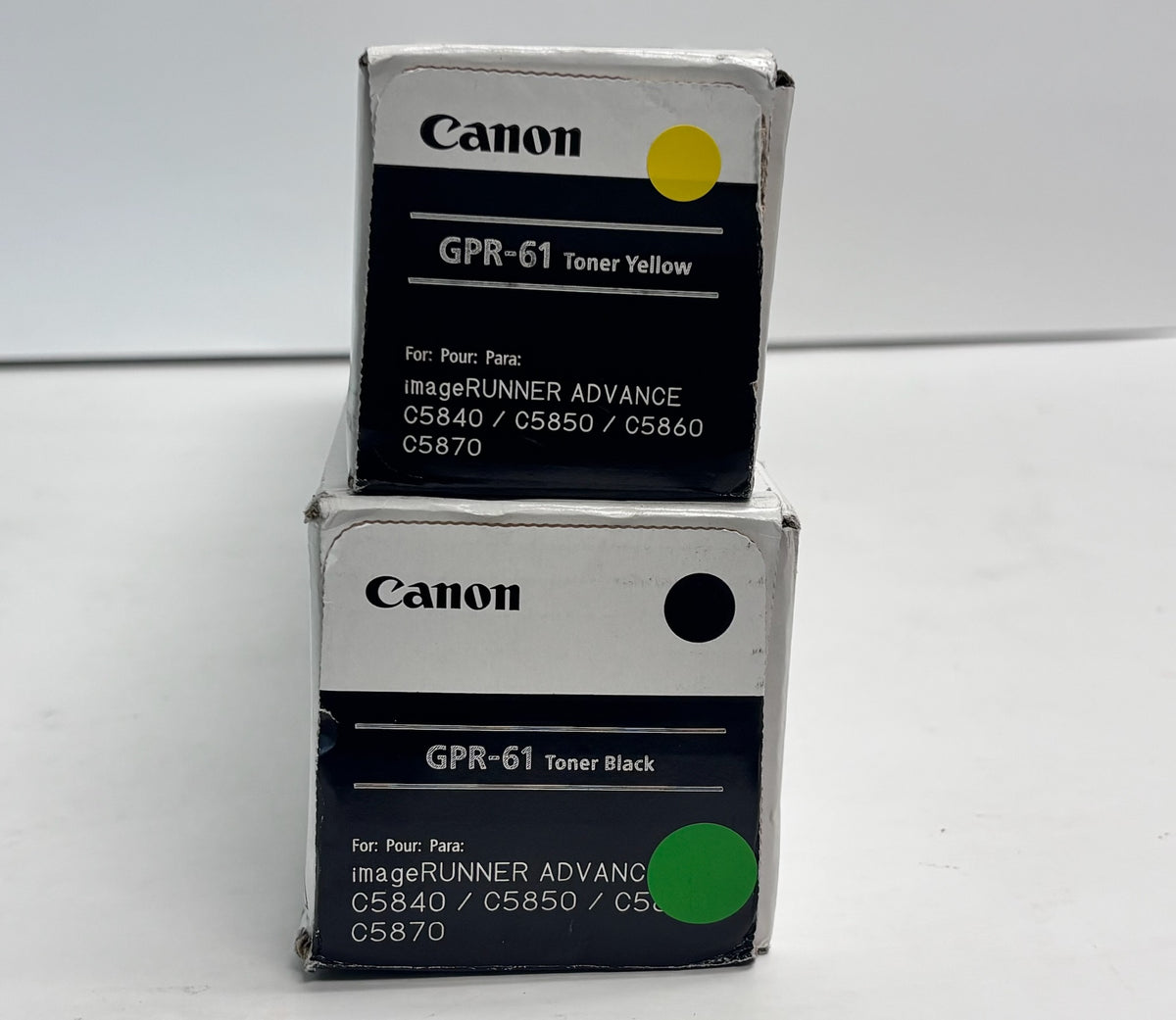 2 Genuine Canon iRC5840, C5870 Yellow and Black Toners GPR61, GPR-61Y, GPR-61K