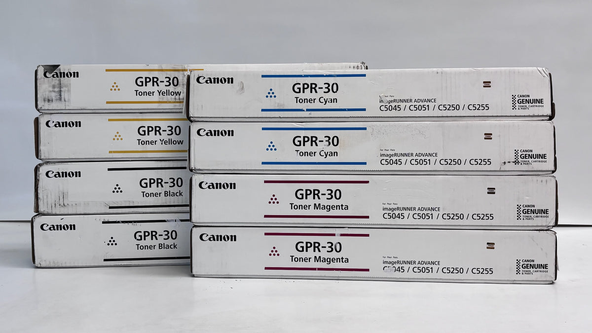 8 Genuine Canon IR C5045, C5255, C5250 CCMMYYKK Toners GPR-30